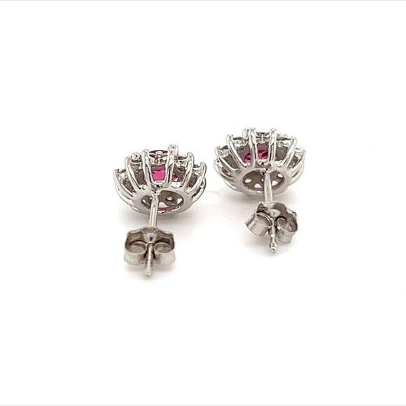 Diamond Rubellite Tourmaline Earrings 14k Gold 1.36 TCW Certified $3,950 211348 - Picture 12 of 14